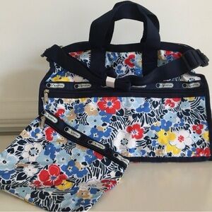 LeSportsac Floral Travel Bag Set - Navy and Multicolor